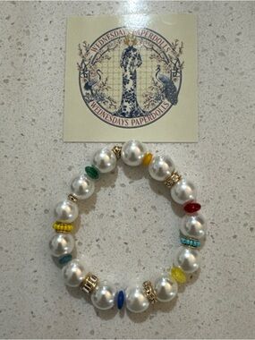 Anthropologie Colorful Beaded  Pearl Bracelet